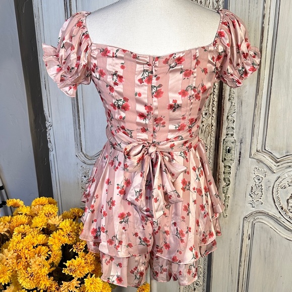 CELLECCI Babydoll Floral Pink Ruffled Dress/Romper - Picture 8 of 12
